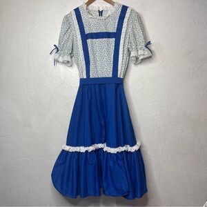 Vintage Partners Please Blue Floral Swing Square Dance Dress M/L - Tagged 14